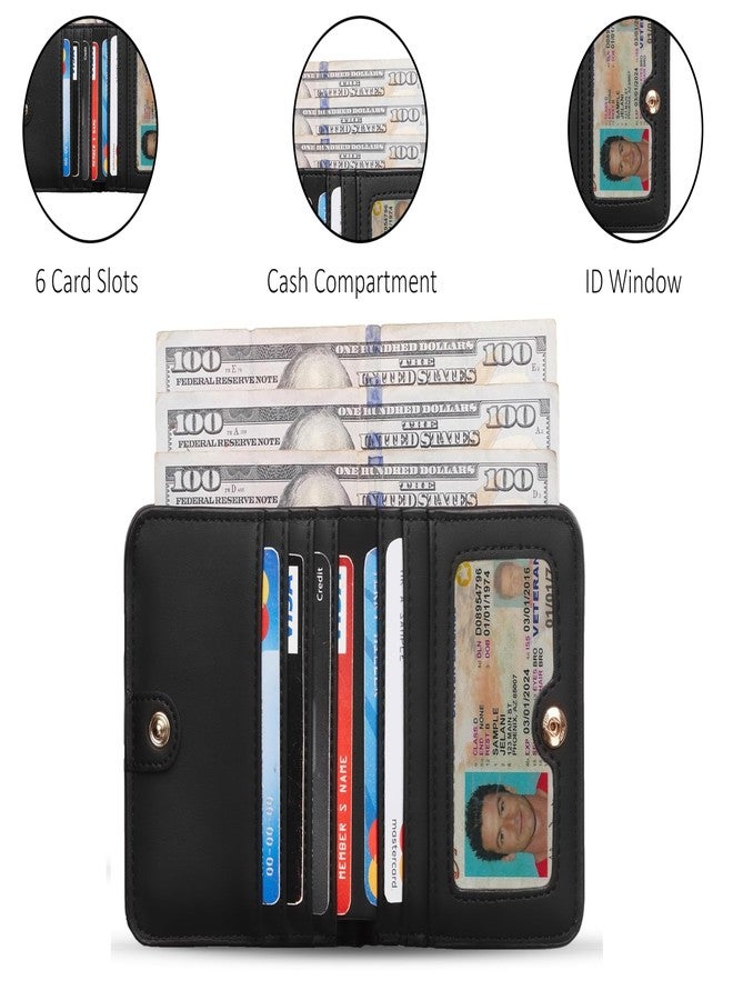 Contacts RFID Blocking Leather Wallet for Men & Women - Slim Bifold Design with Zipper Coin Pocket, ID Window & Multiple Card Slots - Stylish & Compact Purse(Black) - Image 2